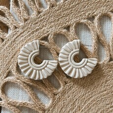 The Little Fern Shop Cream Macrame Huggies Earrings