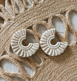 The Little Fern Shop Cream Macrame Huggies Earrings