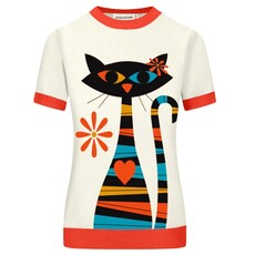 OxKnit W Fashionable Cat Vintage Sweater