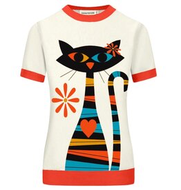 OxKnit W Fashionable Cat Vintage Sweater