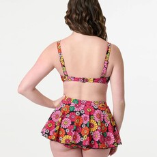 Unique Vintage & Smak Parlour Bikini Top with Front Bow Flower Child