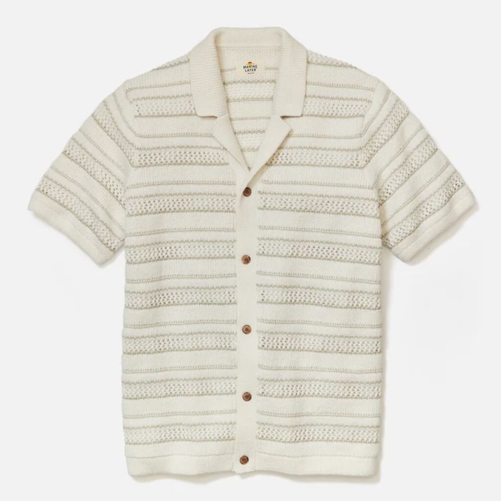 Marine Layer Open Knit Sweater Button-Down