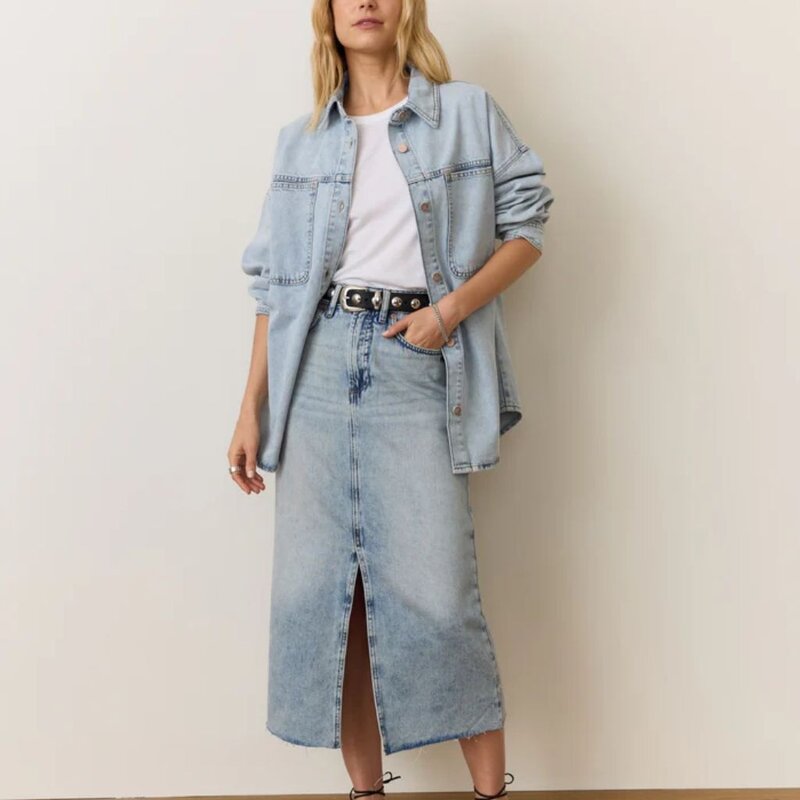Marine Layer Fawn Denim Midi Skirt