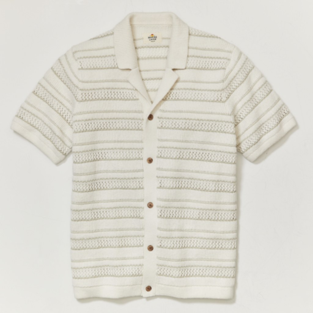 Marine Layer Open Knit Sweater Button-Down