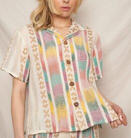 En Créme SP25 Short Sleeve Embroidered Button Down Shirt