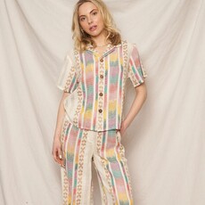 En Créme SP25 Short Sleeve Embroidered Button Down Shirt