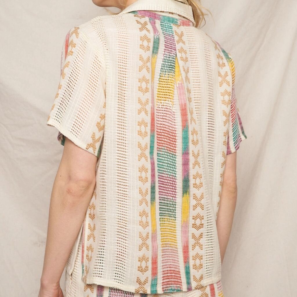 En Créme SP25 Short Sleeve Embroidered Button Down Shirt