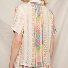 En Créme SP25 Short Sleeve Embroidered Button Down Shirt