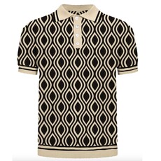 OxKnit SP25 Vintage black and beige retro knit polo