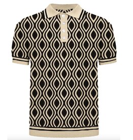 OxKnit SP25 Vintage black and beige retro knit polo
