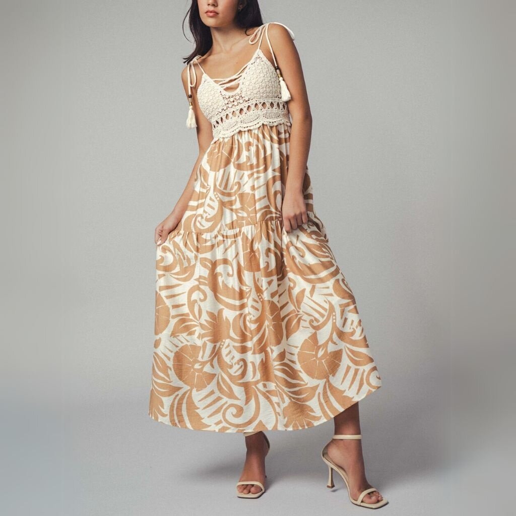 Urban Daizy SU25 Crochet Lace Tiered Dress