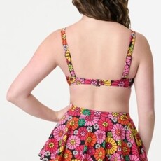 Unique Vintage & Smak Parlour Bikini Top with Front Bow Flower Child