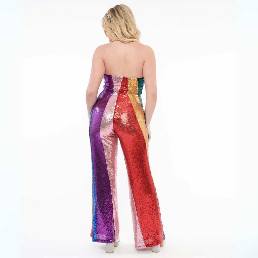 Unique Vintage & Smak Parlour 1960s Rainbow Sequin Glamour Goddess Jumpsuit