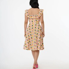 Unique Vintage & Smak Parlour Magnolia Place Multicolor Pear Print Cotton Barbara Swing Dress