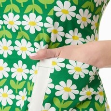 Unique Vintage & Smak Parlour Green Geometric Daisies Mod Shift Dress