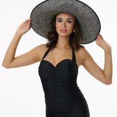 Unique Vintage & Smak Parlour Mansfield Halter One Piece Swimsuit Black