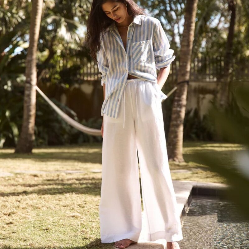 Marine Layer Linen Drawstring Wide Leg Pant