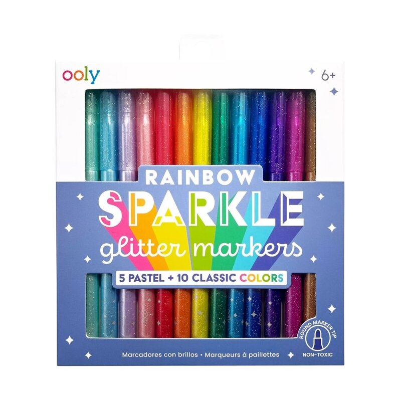 OOLY Rainbow Sparkle Glitter Markers - Set of 15