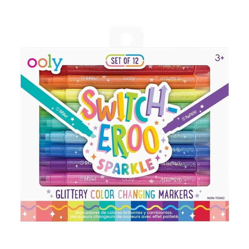 OOLY Switch-Eroo Sparkle Glittery Color Changing Markers- 12 Pc