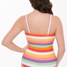 Unique Vintage & Smak Parlour Pride Rainbow Stripe Barbara One Piece Swimsuit