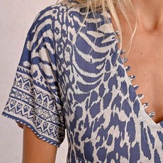 Molly Bracken SU25 Long Summer Dress Denim Blue Print
