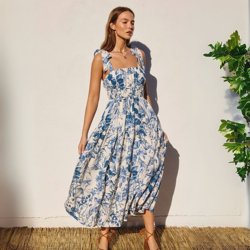 Dress Forum SU25 Love Letter Shirred Fit and Flare Midi Dress