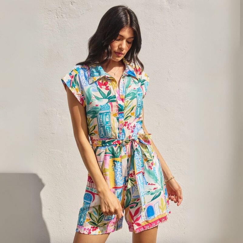 Dress Forum SU25 Long Summer Button Down Romper
