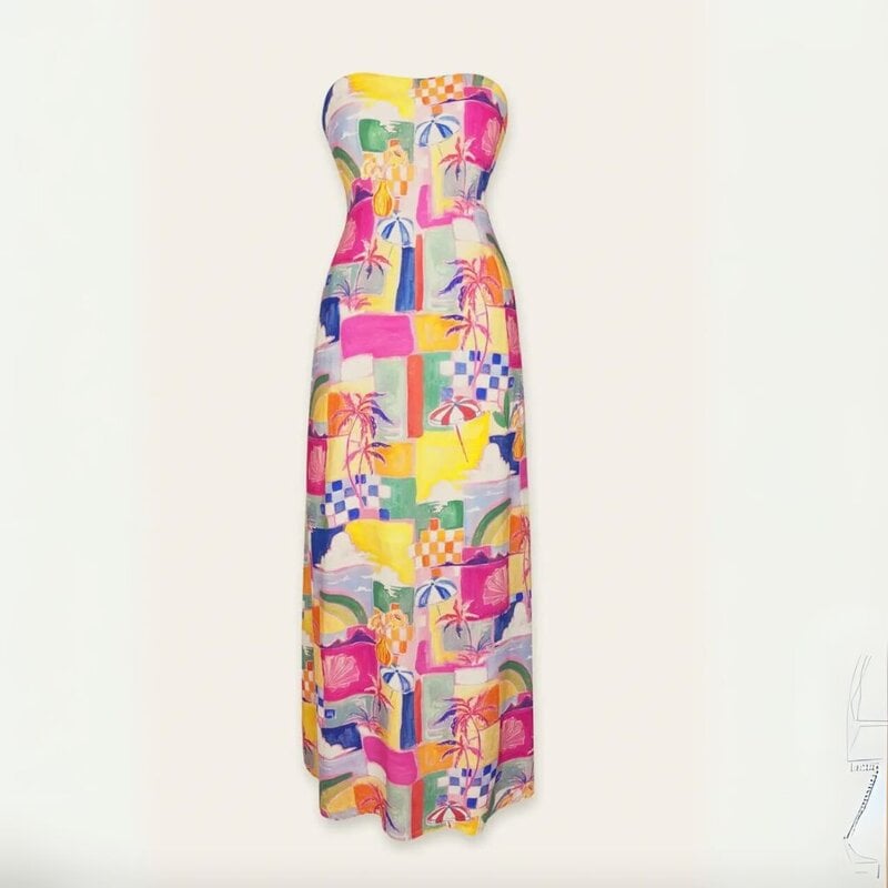 Dress Forum SU25 Island Bahamas Strapless Tie Back Maxi Dress