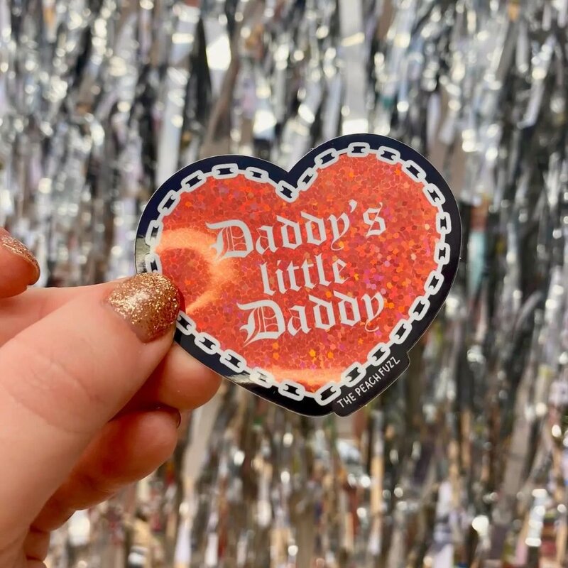 The Peach Fuzz Daddys Little Daddy Glitter Sticker