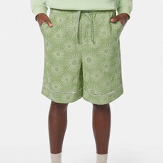 EMBROIDERED COTTON/LINEN BERMUDA SHORT