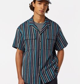 STRIPED SHORT-SLEEVED RELAXED-FIT JACQUARD SHIRT
