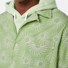 EMBROIDERED SHORT-SLEEVED LINEN-BLEND RELAXED-FIT SHIRT