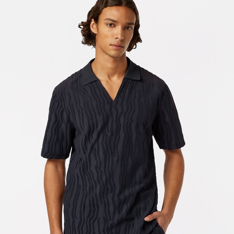 JACQUARD COTTON TERRY RELAXED-FIT POLO