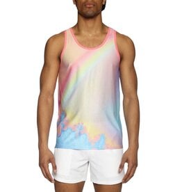 Parke & Ronen PR25 Rainbow Printed Mesh Tank Top