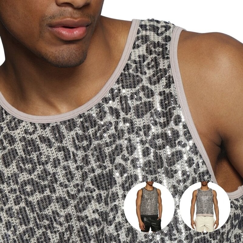 Parke & Ronen PR25 Cheetah Sequin Muscle Tee