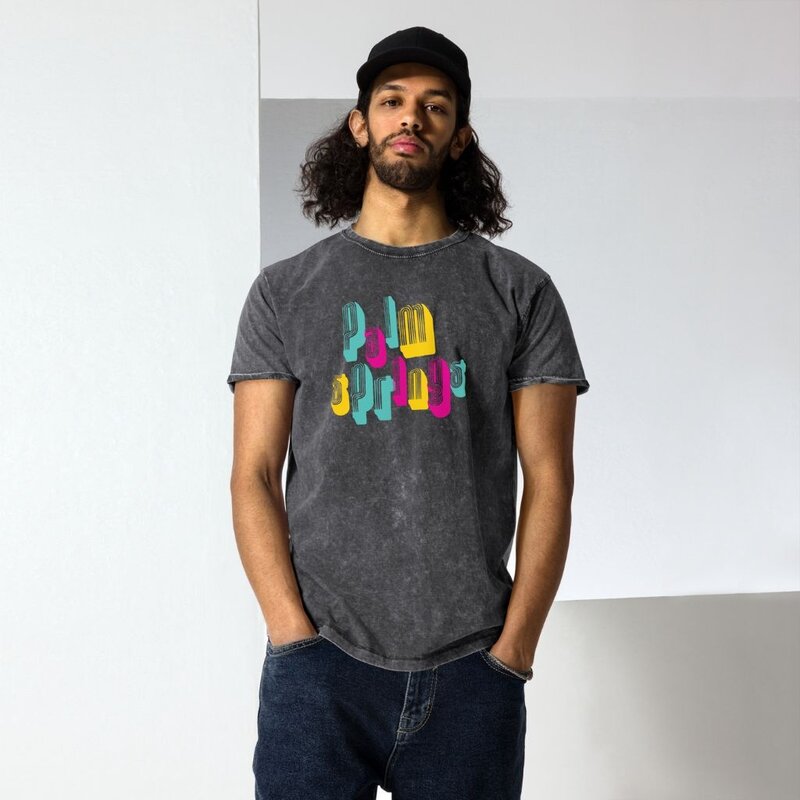 Peepa's Palm Springs Graphic on Denim Shirt