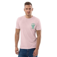 Peepa's Racquet Club Pastel Green Logo On Pink Graphic Tee