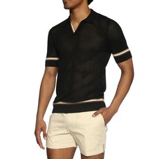Parke & Ronen SUM25 Cloud Open Craft Mesh Havana Knit Polo
