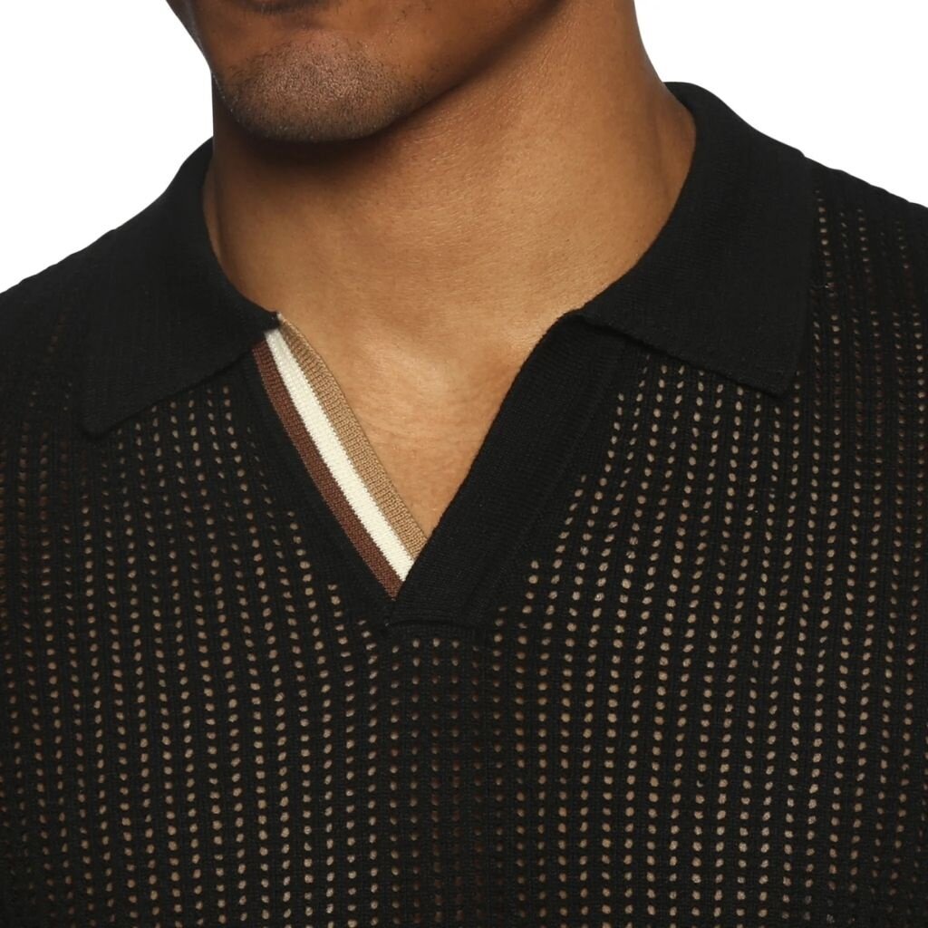 Parke & Ronen SUM25 Cloud Open Craft Mesh Havana Knit Polo