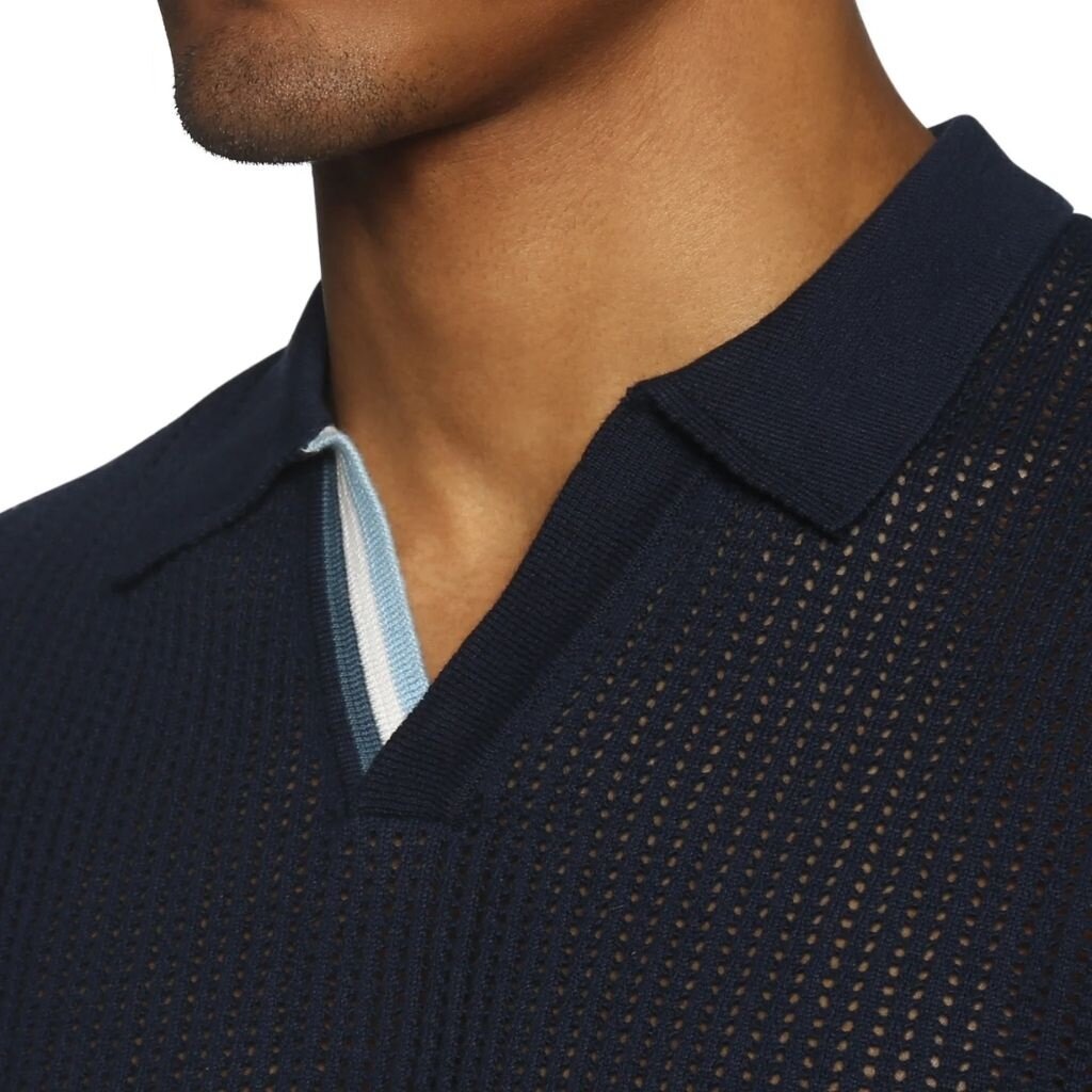 Parke & Ronen SUM25 Cloud Open Craft Mesh Havana Knit Polo