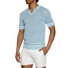 Parke & Ronen SUM25 Cloud Open Craft Mesh Havana Knit Polo