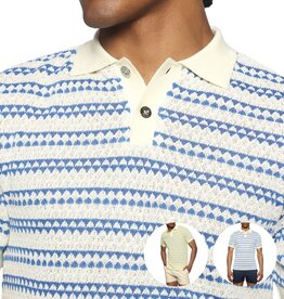 Parke & Ronen SUM25 Retro Feather Crochet Knit Polo