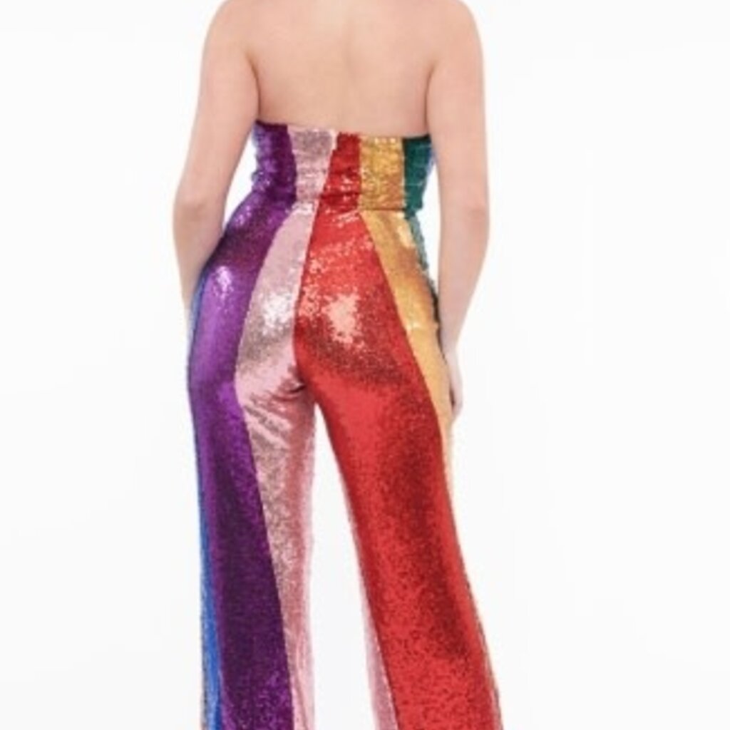 Unique Vintage & Smak Parlour 1960s Rainbow Sequin Glamour Goddess Jumpsuit