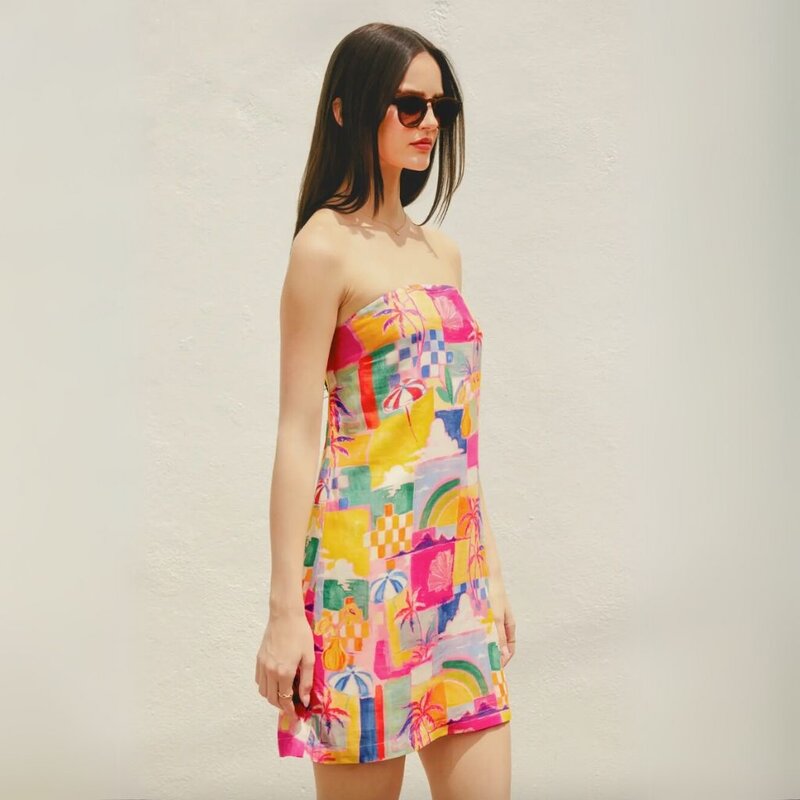 Dress Forum SU25 Island Bahamas Strapless Pull On Mini Dress