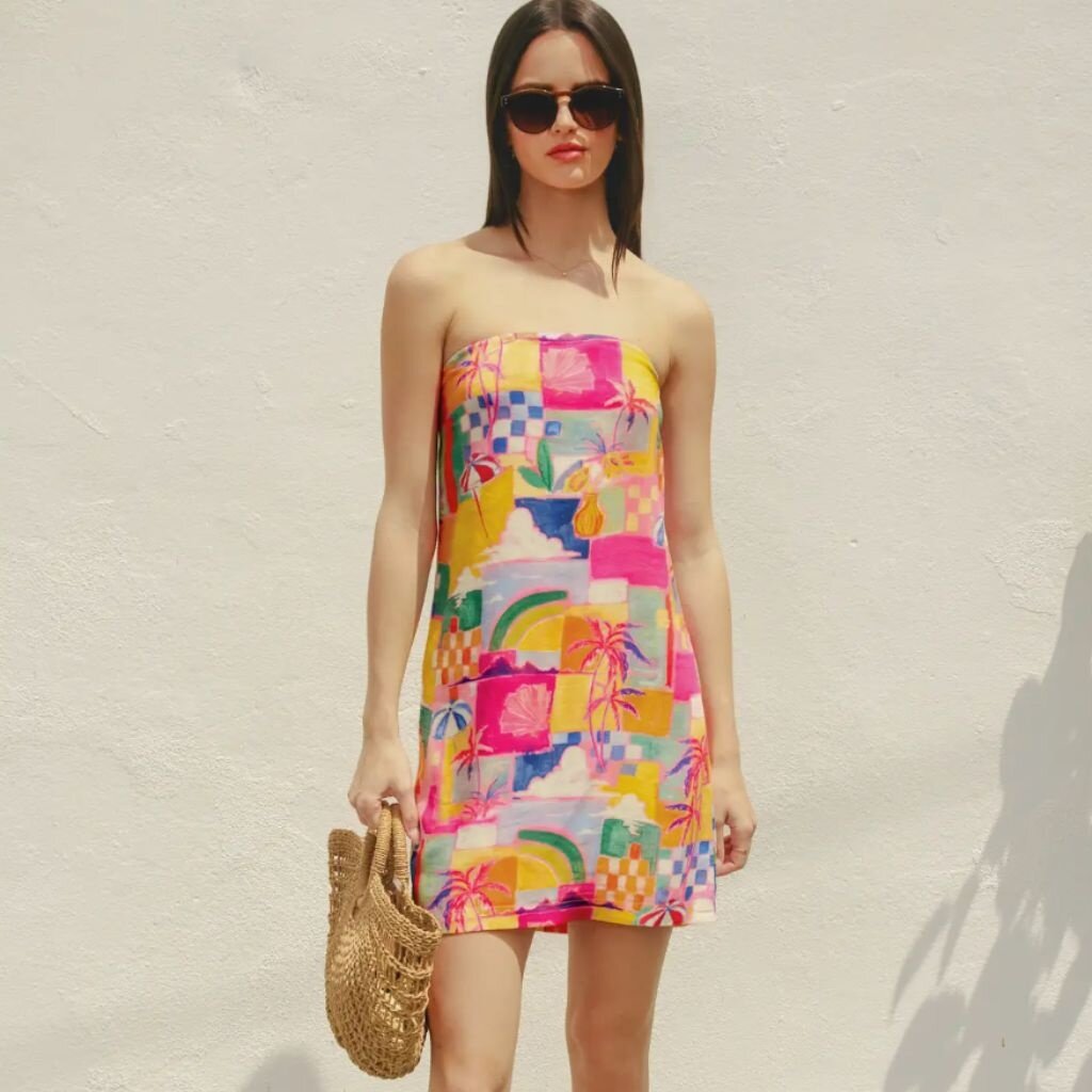 Dress Forum SU25 Island Bahamas Strapless Pull On Mini Dress