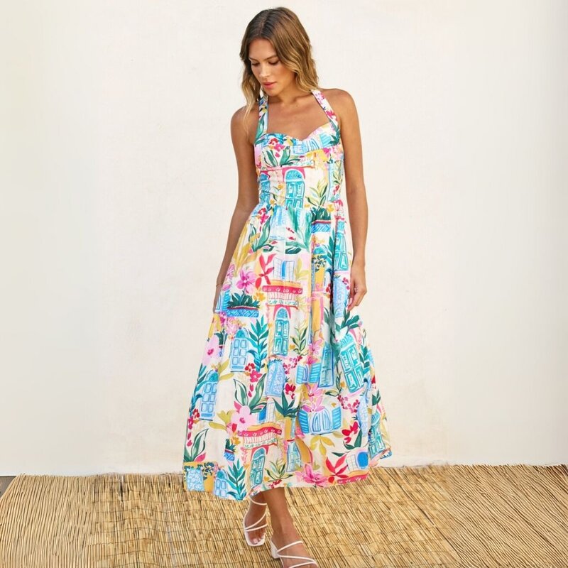 Dress Forum SU25 Long Summer Halter Neck Midi Dress