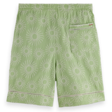 EMBROIDERED COTTON/LINEN BERMUDA SHORT