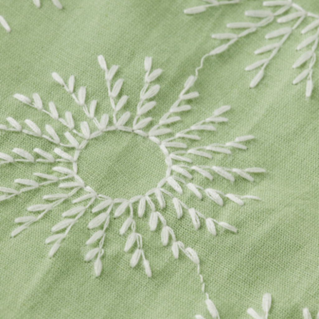 EMBROIDERED COTTON/LINEN BERMUDA SHORT