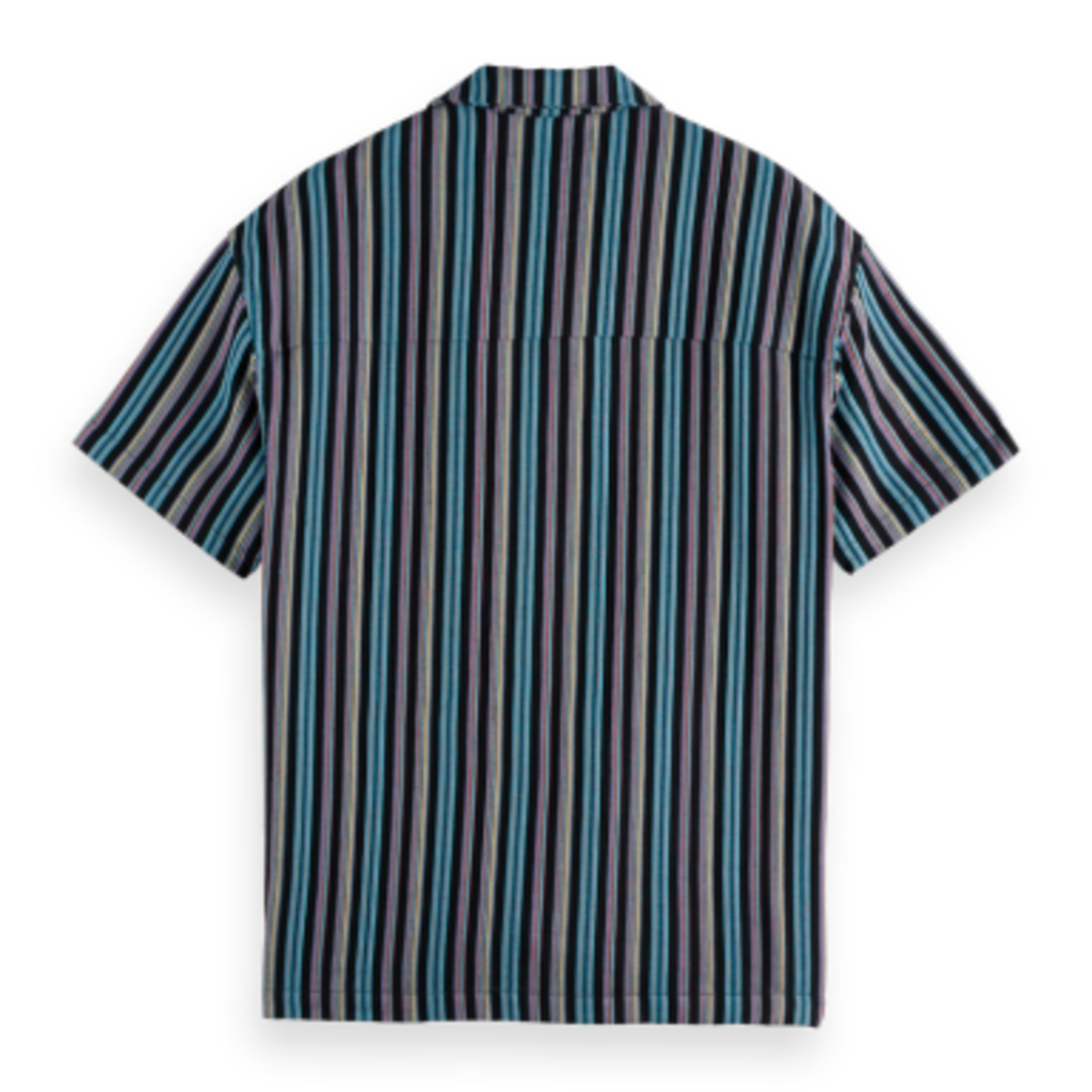 STRIPED SHORT-SLEEVED RELAXED-FIT JACQUARD SHIRT