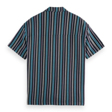 STRIPED SHORT-SLEEVED RELAXED-FIT JACQUARD SHIRT